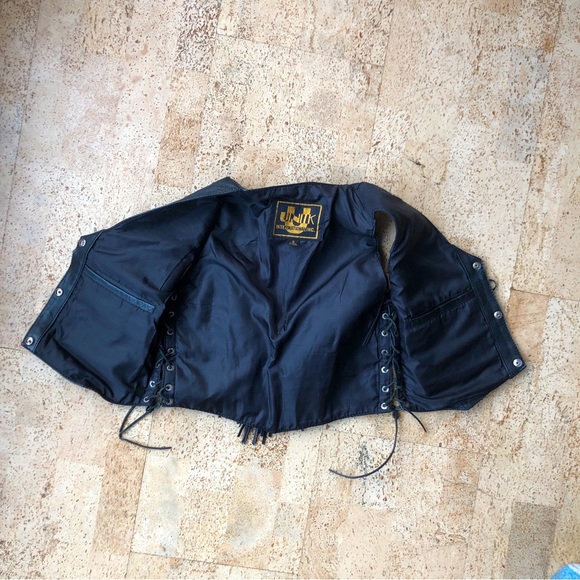 Vintage Unik International Inc Black Purple Motorcycle Leather Vest Size Small. - Picture 4 of 8